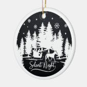 写真静か付きの夜の雪の結晶 セラミックオーナメント (左)