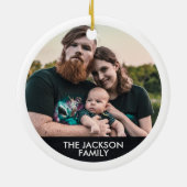 写真静か付きの夜の雪の結晶 セラミックオーナメント (裏面)