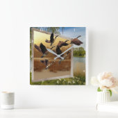 写真飛んでいるを失う スクエア壁時計 (ホーム)