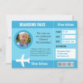 写真飛行機搭乗券誕生会 招待状 (正面)