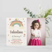 写真鮮やか付きレインボー誕生日招待状 招待状 (スタンド正面)
