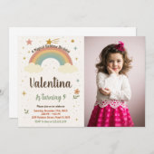 写真鮮やか付きレインボー誕生日招待状 招待状 (正面/裏面)
