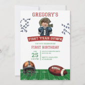 写真1年目のサッカー少年の誕生日 招待状 (正面)