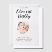 写真1番目の誕生日 ベラム紙招待状 (オフセット)