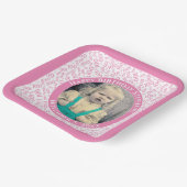 写真100乱数パターンピンク/白 ペーパープレート (傾斜あり)