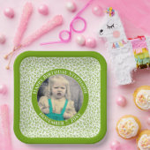 写真100乱数パターン緑/白 ペーパープレート (パーティー)