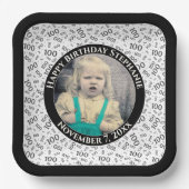 写真100乱数パターン黒/白 ペーパープレート (正面)