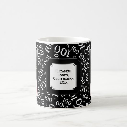 写真100番目の誕生日の黒い数字 コーヒーマグカップ (中央)