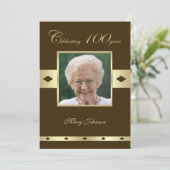 写真100th Birthday Party招待ブラウン 招待状 (スタンド正面)