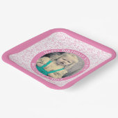 写真105乱数パターンピンク/白 ペーパープレート (傾斜あり)