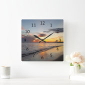 写真109ビーチサンセット スクエア壁時計 (ホーム)