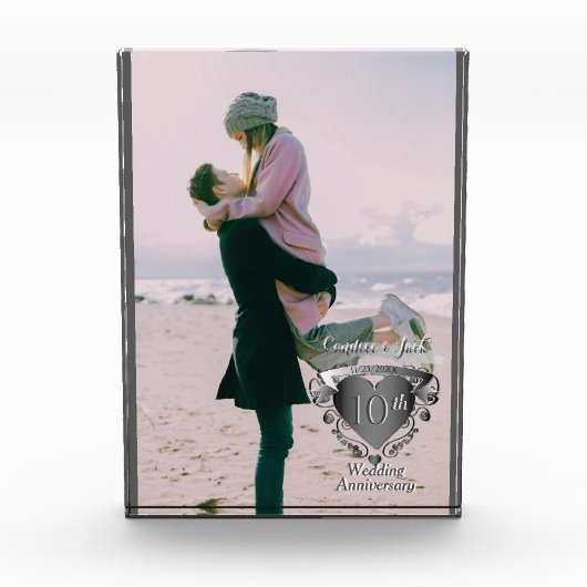 写真10th,20th,25th,結婚s Anniversary 3Dハート フォトブロック (正面)