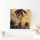 写真11 Palm Trees スクエア壁時計 (ホーム)