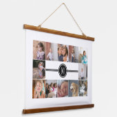 写真12枚とモノグラムのコラージュ 吊り下げ型タペストリー (傾斜あり)
