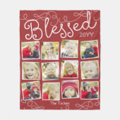 写真12賛美の年度写真コラージュ赤 フリースブランケット (正面)