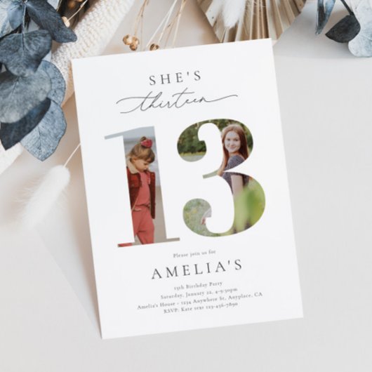 写真13番目の誕生日招待状 招待状