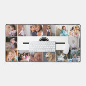 写真14枚とブラックモノグラムのコラージュ デスクマット (キーボード&マウス)