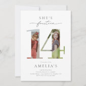 写真14番目の誕生日招待状 招待状 (正面)