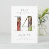 写真14番目の誕生日招待状 招待状 (スタンド正面)