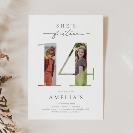 写真14番目の誕生日招待状 招待状