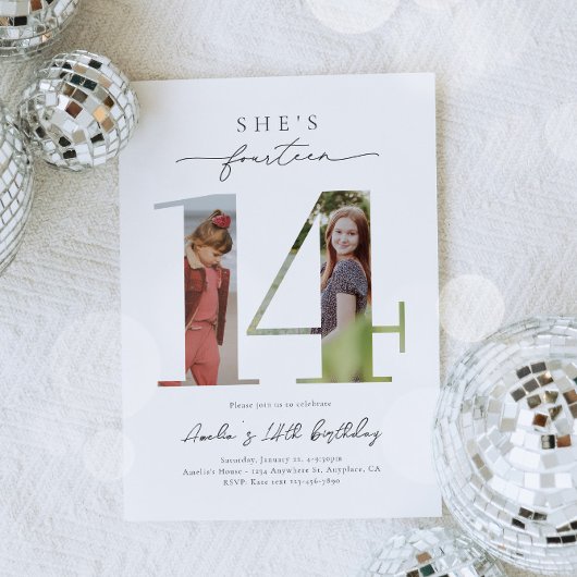 写真14番目の誕生日招待状 招待状