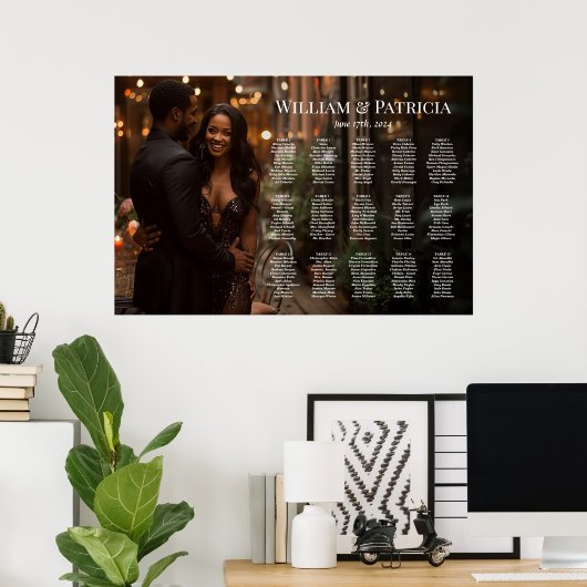 写真15のテーブルを持つエレガントな結婚式のシーティングチャート ポスター (ホームオフィス)