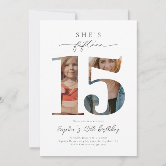 写真15th誕生日招待状 招待状 (正面)