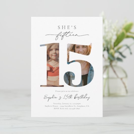 写真15th誕生日招待状 招待状 (スタンド正面)
