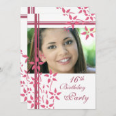 写真16バースデーパーティ招待状 招待状 (正面/裏面)