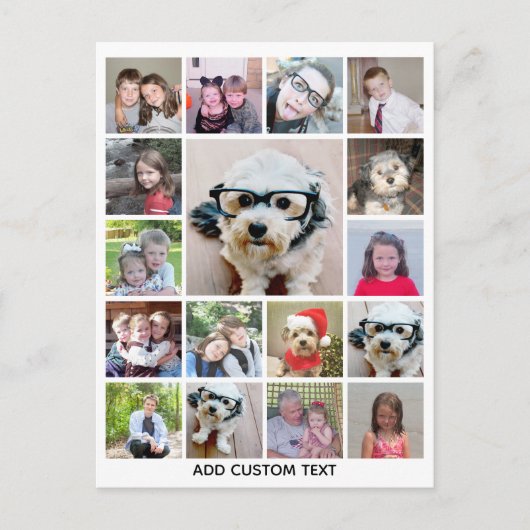 写真17枚のコラージュ – カラーを編集できる ポストカード (正面)