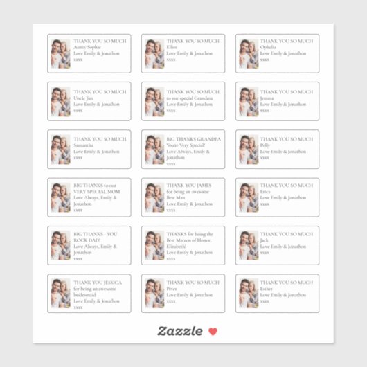 写真18個の受信者ありがとう結婚さん シール (シート)