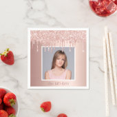 写真18th誕生日パーティーバラ金ゴールドグリッターグラム スタンダードカクテルナプキン (インサイチュ)