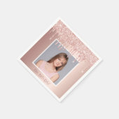 写真18th誕生日パーティーバラ金ゴールドグリッターグラム スタンダードカクテルナプキン (角)