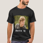 写真18th birthday hello 18男の子 tシャツ<br><div class="desc">あなたの写真のテンプレート。ホワイト文字：こんにちは18!18歳の誕生日パーティーのシャツ。</div>