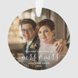写真1stクリスマスミセスとミセスLGBTQホワイトスクリプト オーナメント