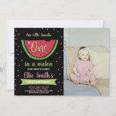 写真1stグリーンスイカ誕生日 招待状 (正面)