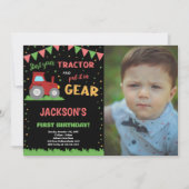 写真1stレッドフラグトラクター誕生日招待状 招待状 (正面)