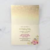 写真1st誕生日カボチャのピンクと金ゴールド秋 招待状 (内部)