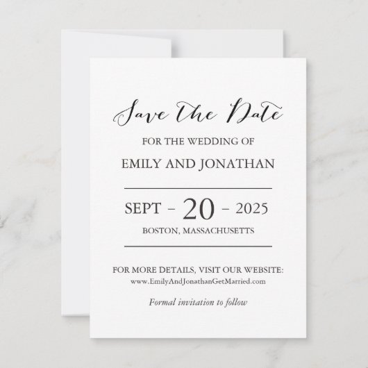 写真2つの写真で日付カードを保存 セーブザデート (裏面)