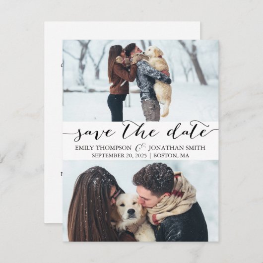 写真2つの写真で日付カードを保存 セーブザデート (正面/裏面)