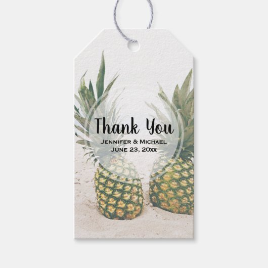 写真2パイナップルのビーチ結婚式 ギフトタグ (正面)