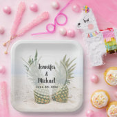 写真2パイナップルのビーチ結婚式 ペーパープレート (パーティー)