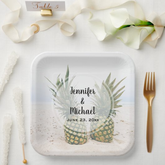 写真2パイナップルのビーチ結婚式 ペーパープレート (ウェディング)