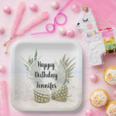 写真2パイナップルのビーチ誕生日 ペーパープレート (パーティー)
