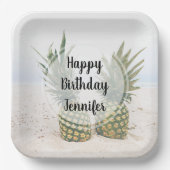 写真2パイナップルのビーチ誕生日 ペーパープレート (正面)