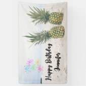 写真2パイナップルのビーチ誕生日 横断幕 (縦)