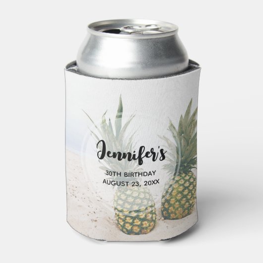 写真2パイナップルのビーチ誕生日 缶クーラー (缶正面)
