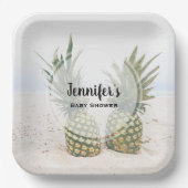 写真2パイナップルのビーチ赤ちゃんシャワー ペーパープレート (正面)