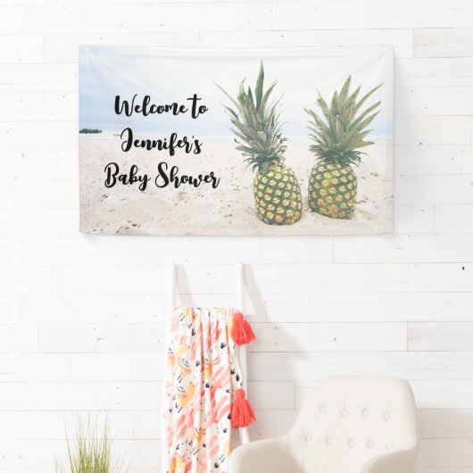 写真2パイナップルのビーチ赤ちゃんシャワー 横断幕 (インサイチュ)