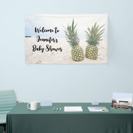 写真2パイナップルのビーチ赤ちゃんシャワー 横断幕 (トレードショー)